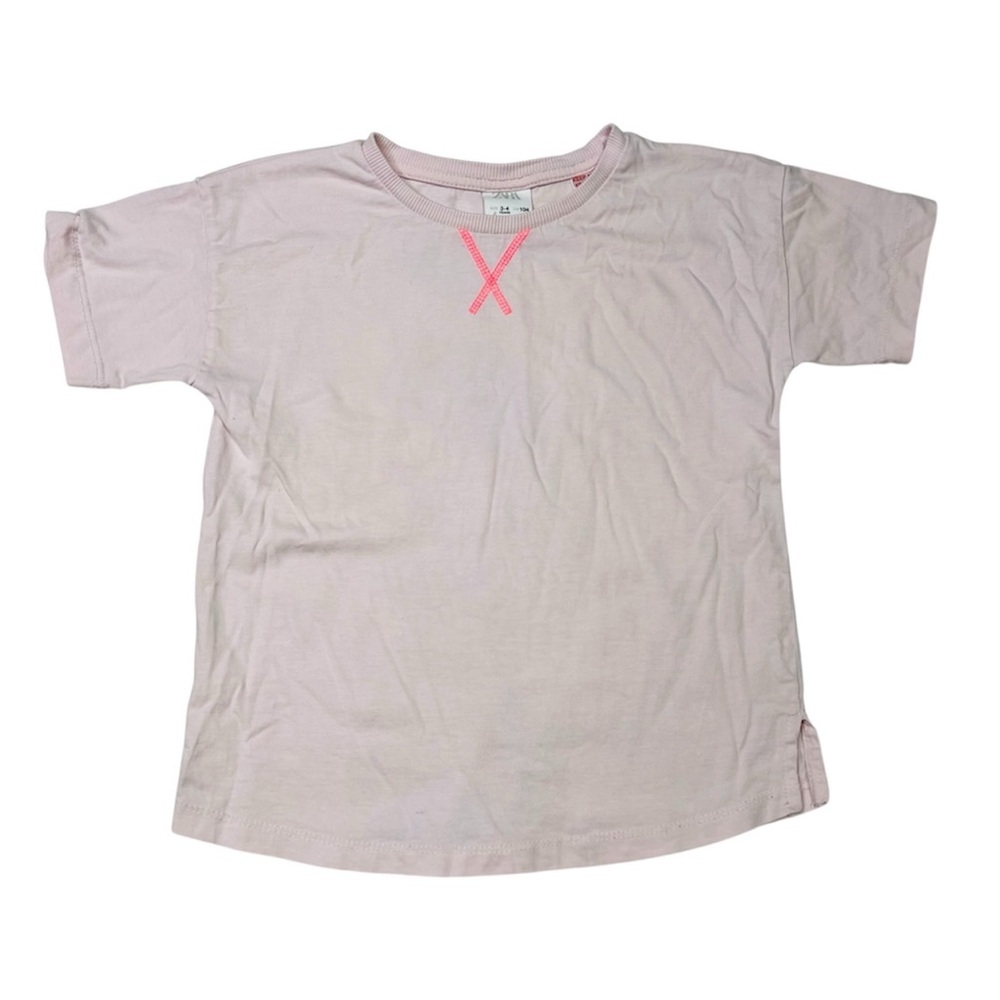 Zara Light Pink Kids Tee with Neon Accent